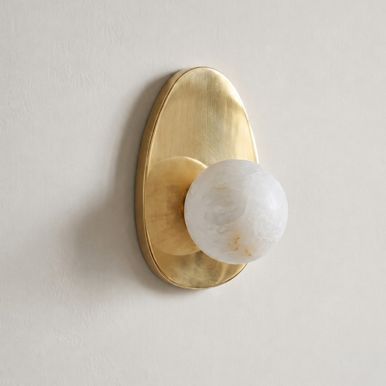 Round Alabaster Shade Brass Sconce
