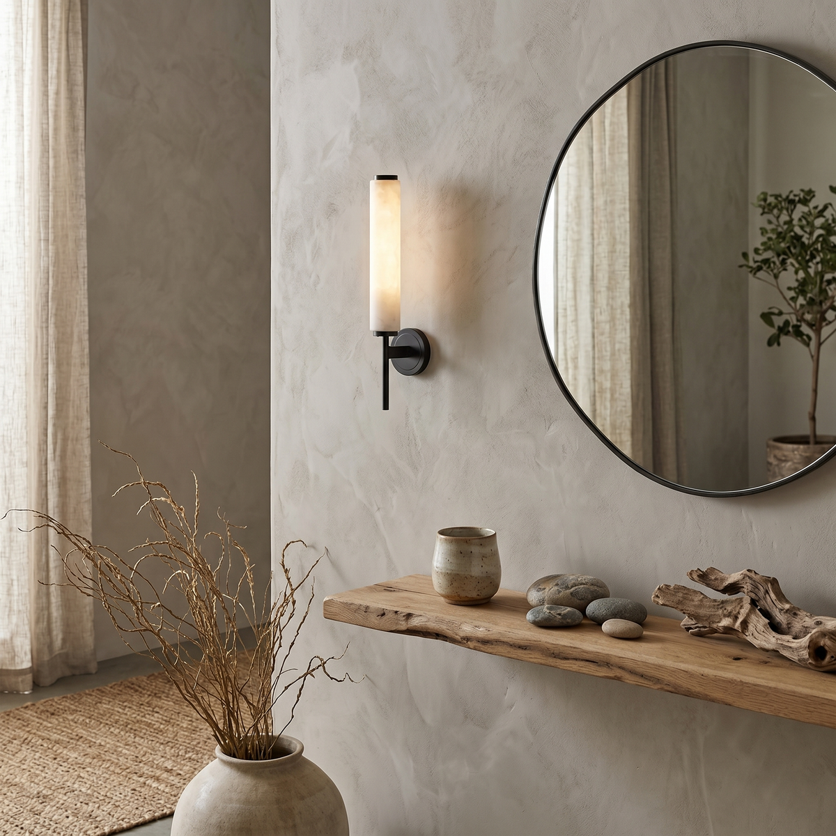 Talia Alabaster Column Sconce