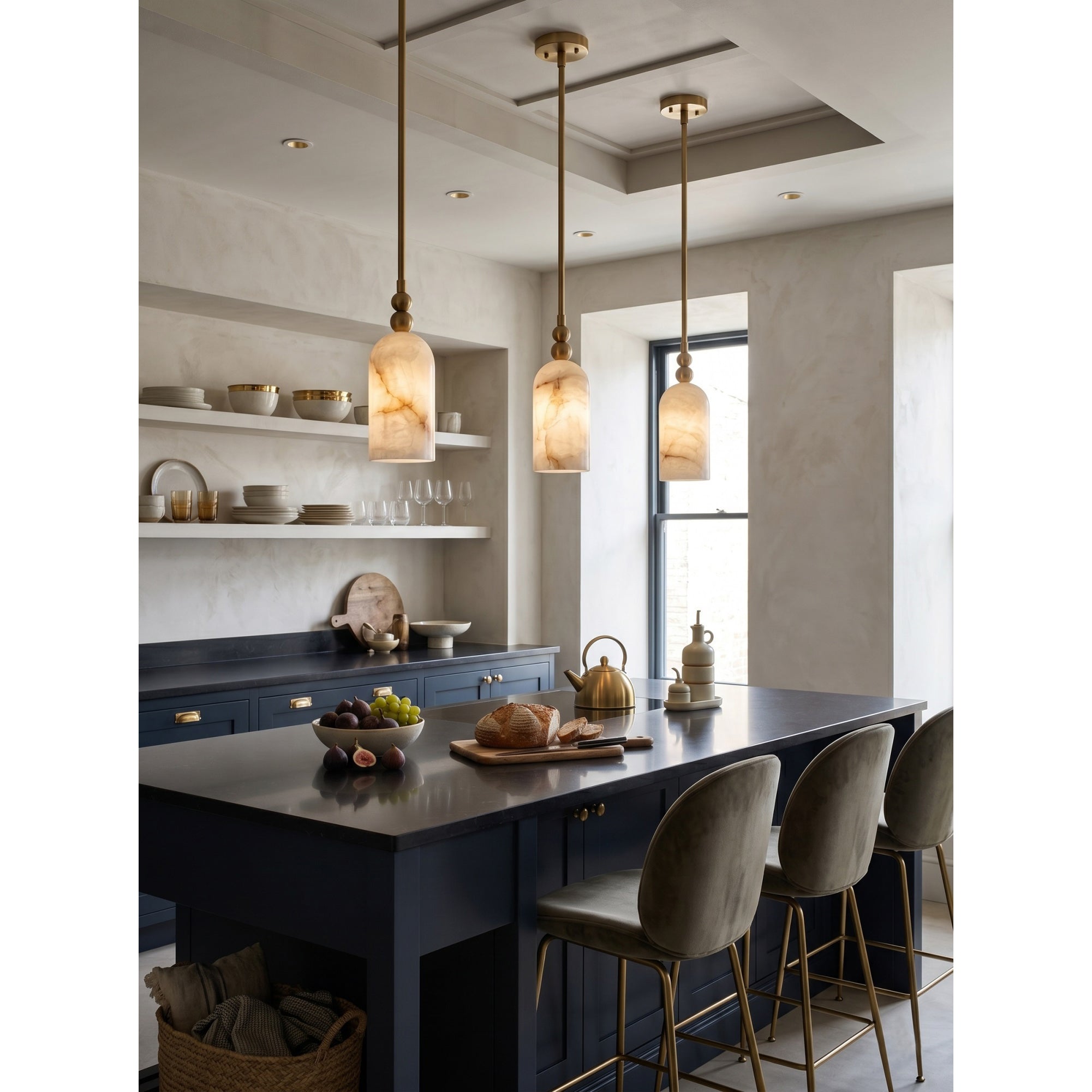 Petite Alabaster Cylinder Pendant Light