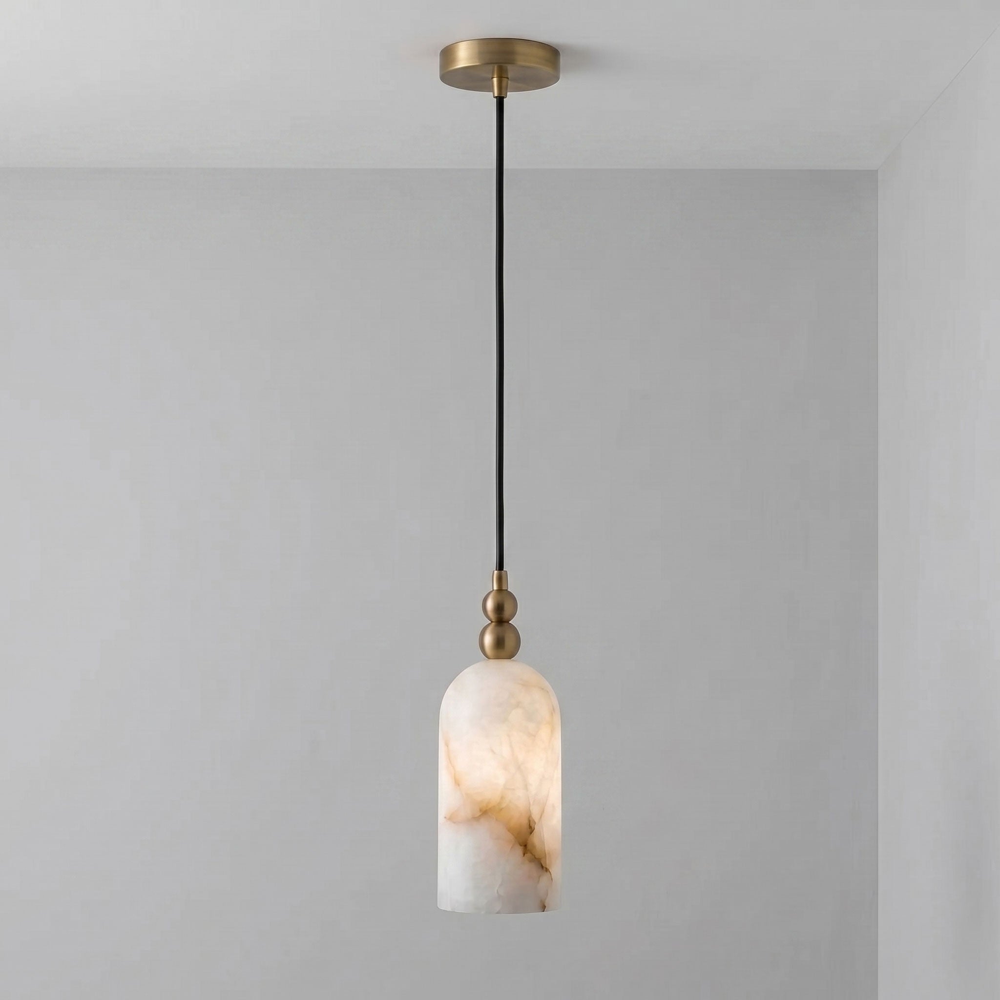 Petite Alabaster Cylinder Pendant Light
