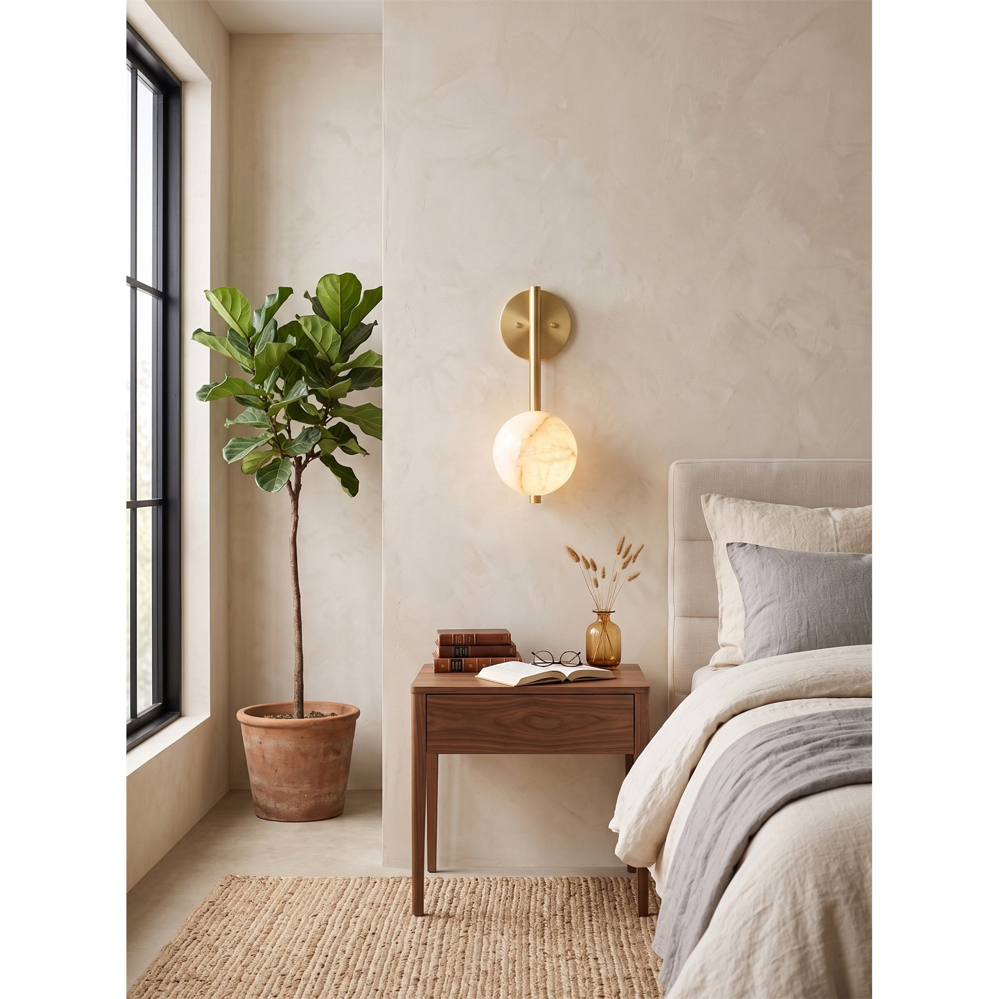 Round Alabaster Disc Wall Sconce