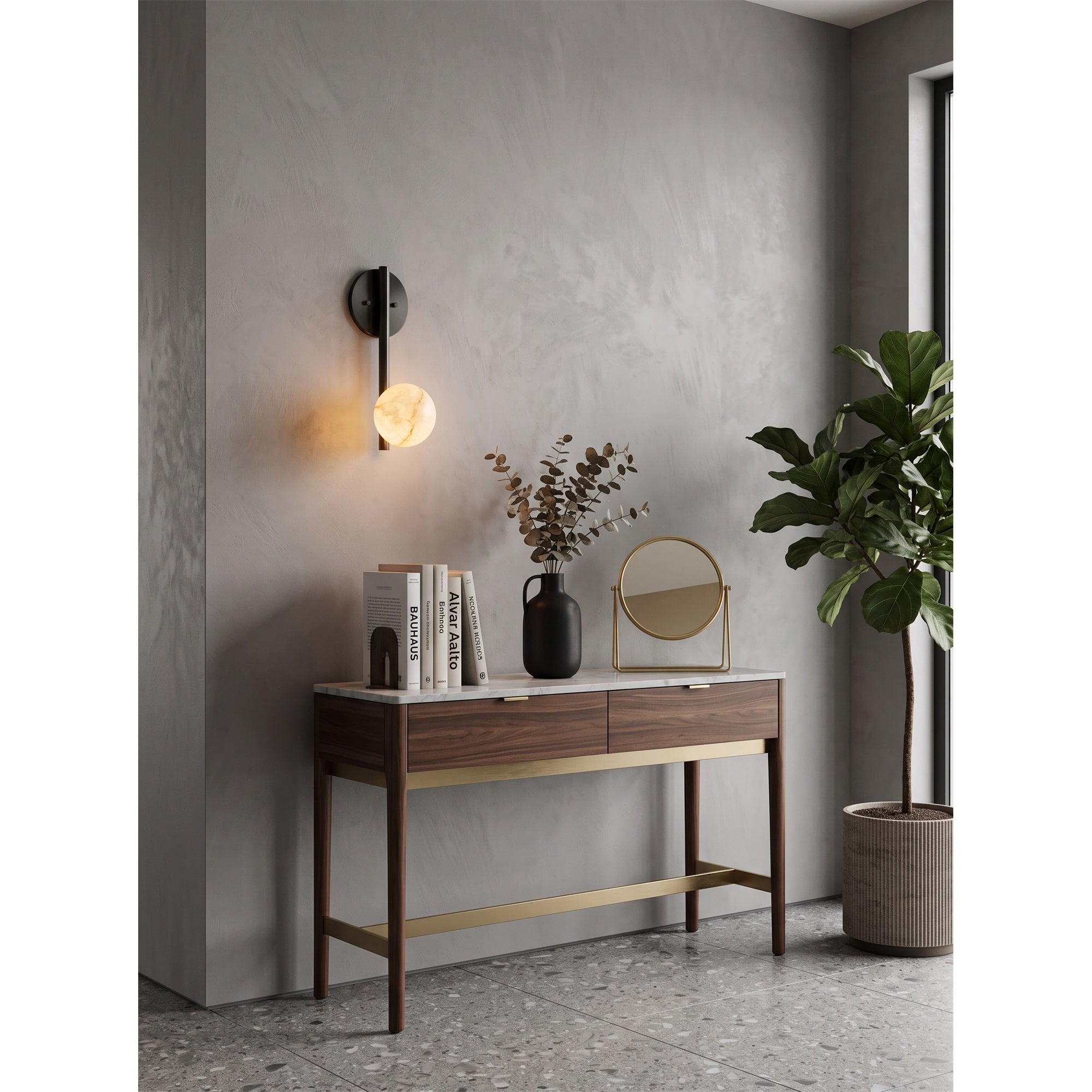 Round Alabaster Disc Wall Sconce