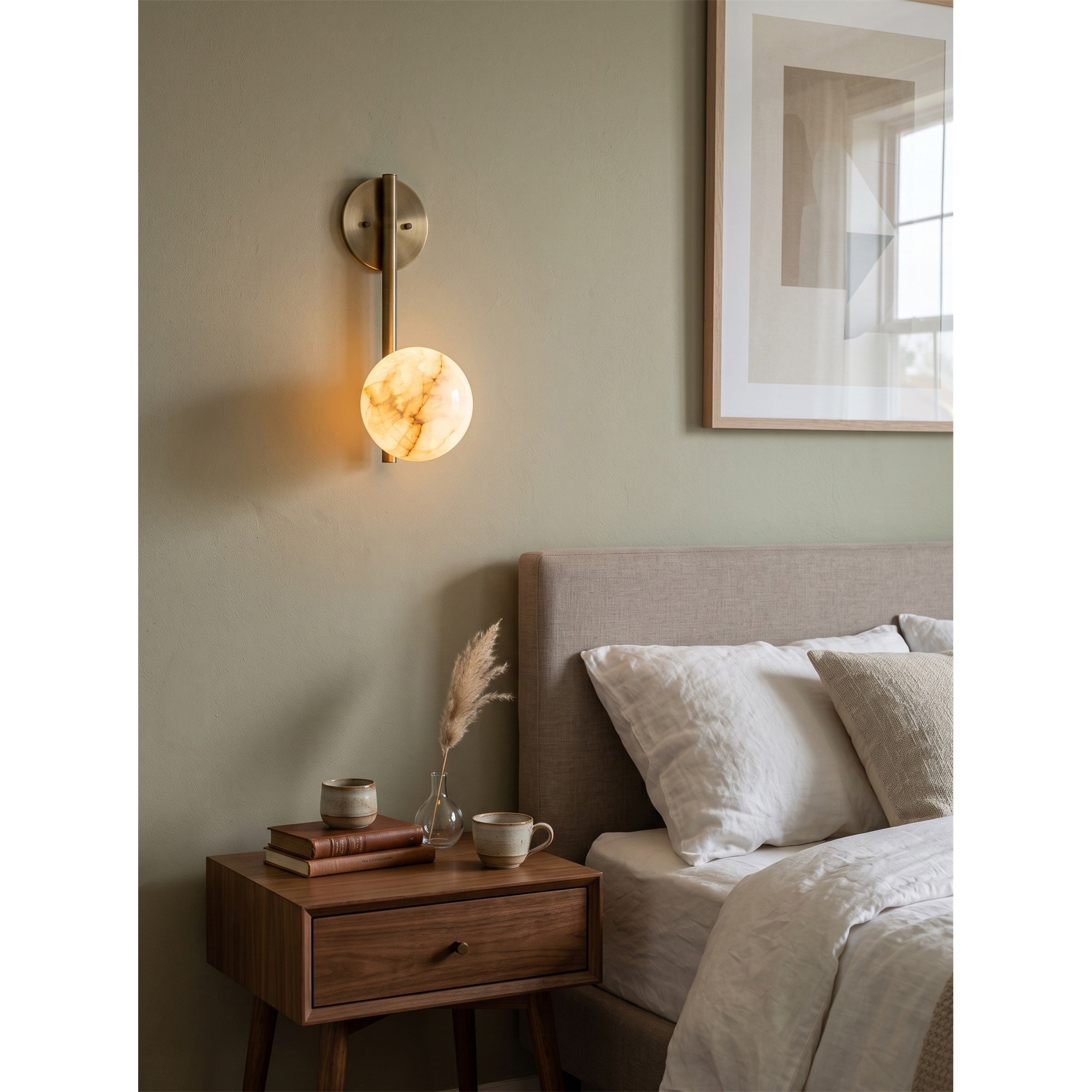 Round Alabaster Disc Wall Sconce