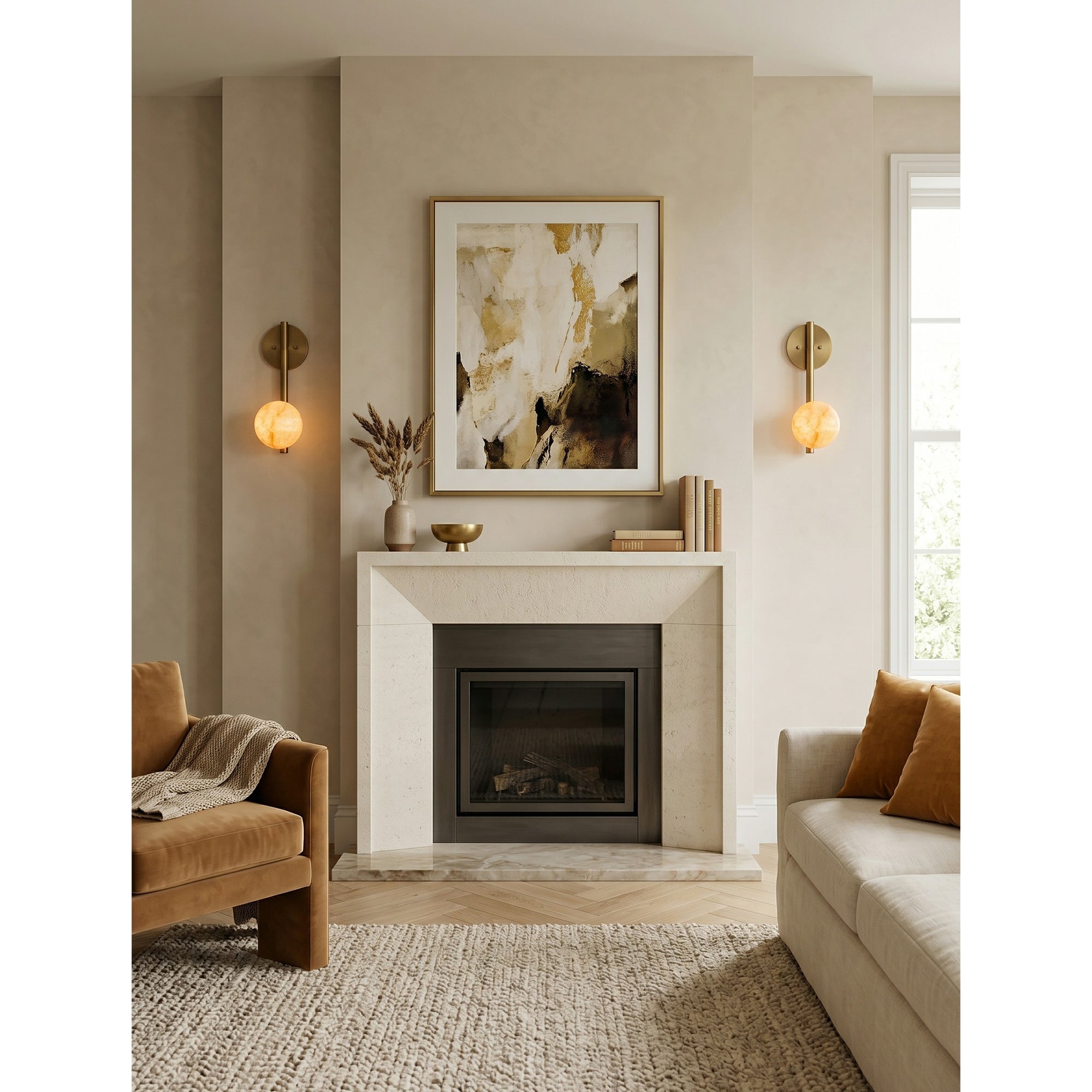 Round Alabaster Disc Wall Sconce