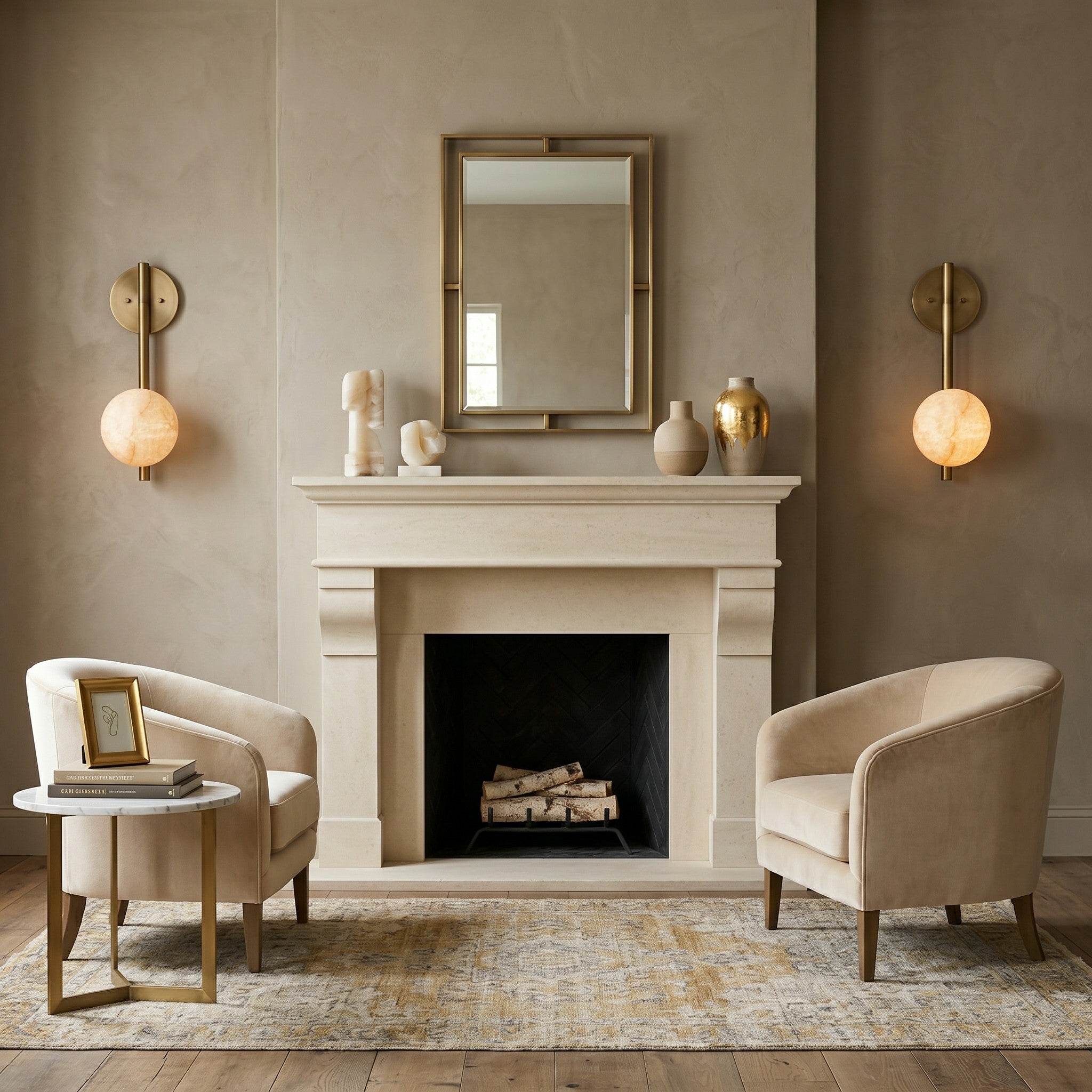 Round Alabaster Disc Wall Sconce