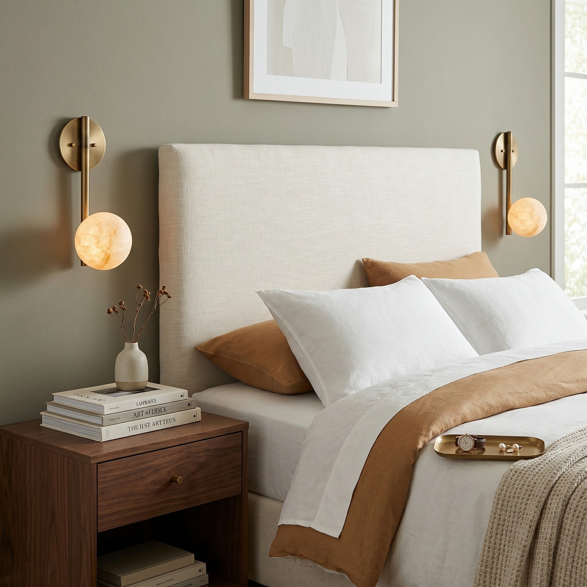 Round Alabaster Disc Wall Sconce
