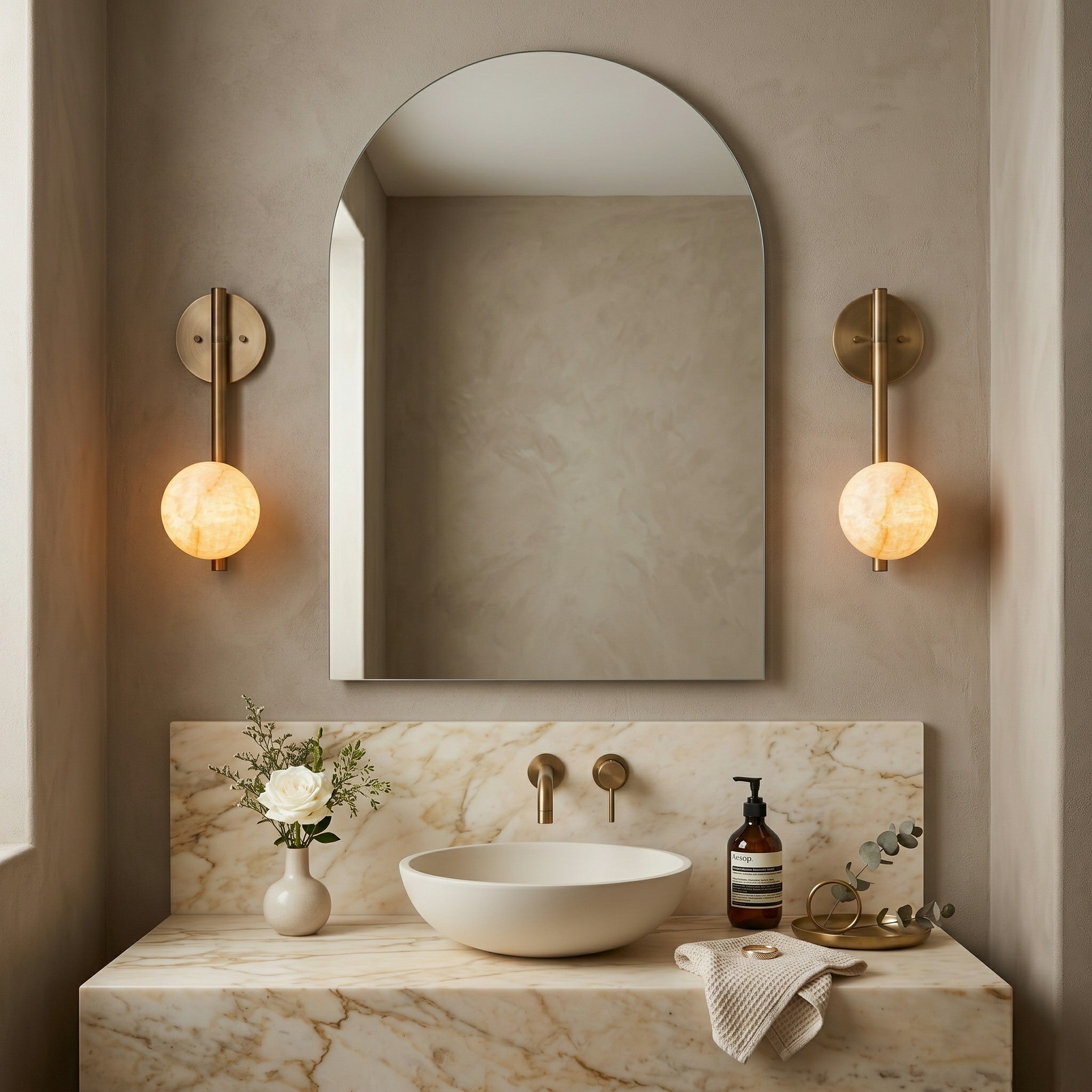 Round Alabaster Disc Wall Sconce