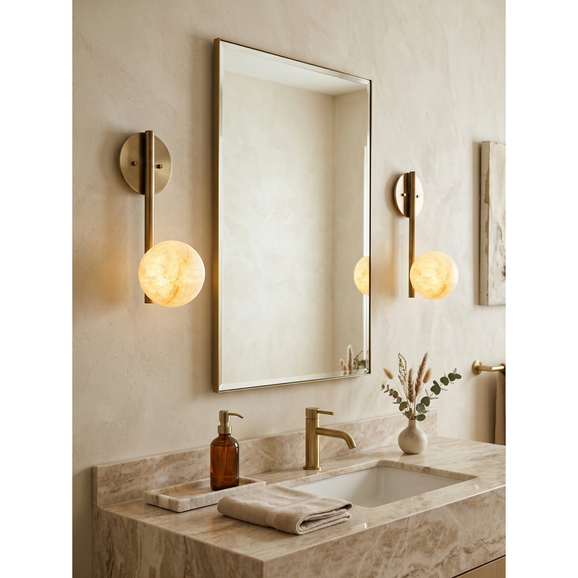 Round Alabaster Disc Wall Sconce
