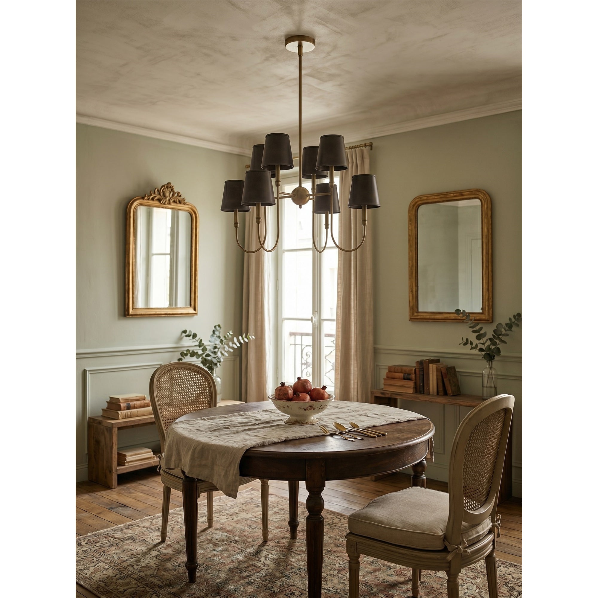 8-Light Antique Brass Tiered Chandelier