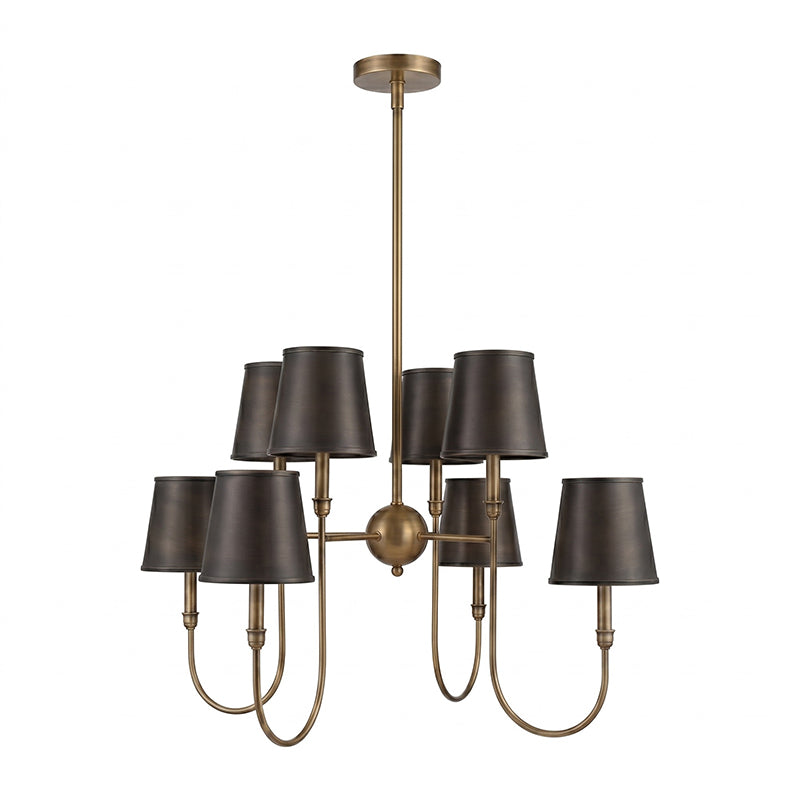 8-Light Antique Brass Tiered Chandelier