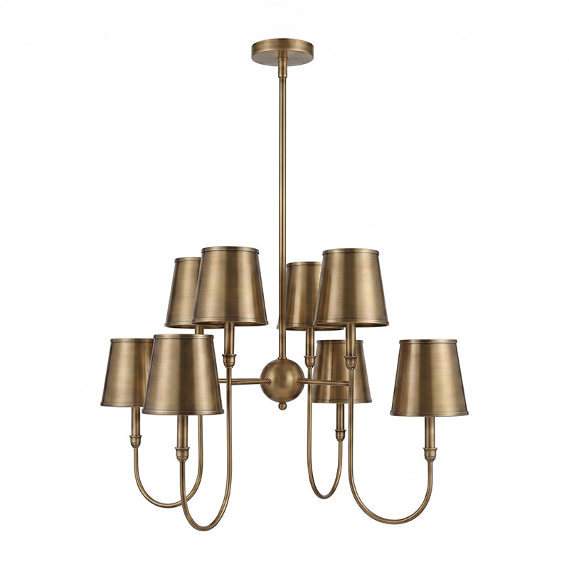 8-Light Antique Brass Tiered Chandelier