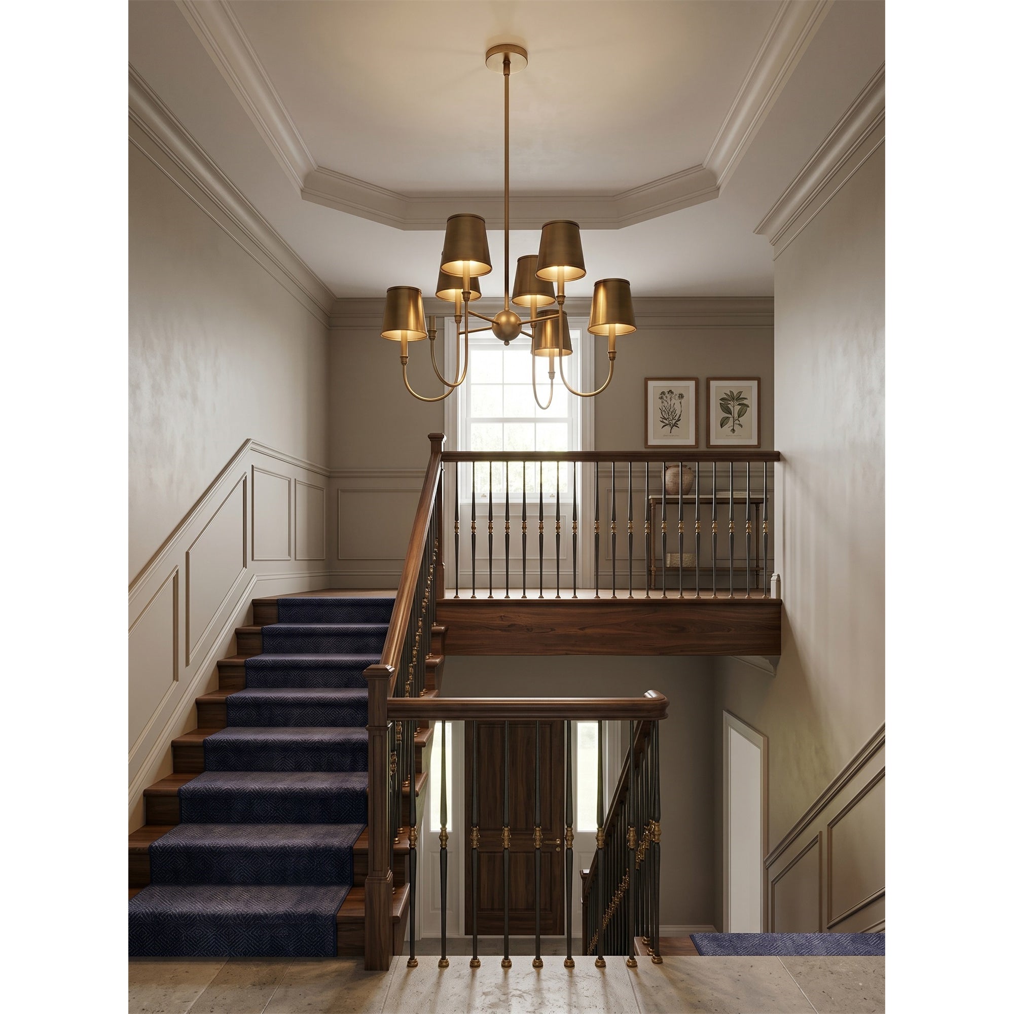 8-Light Antique Brass Tiered Chandelier