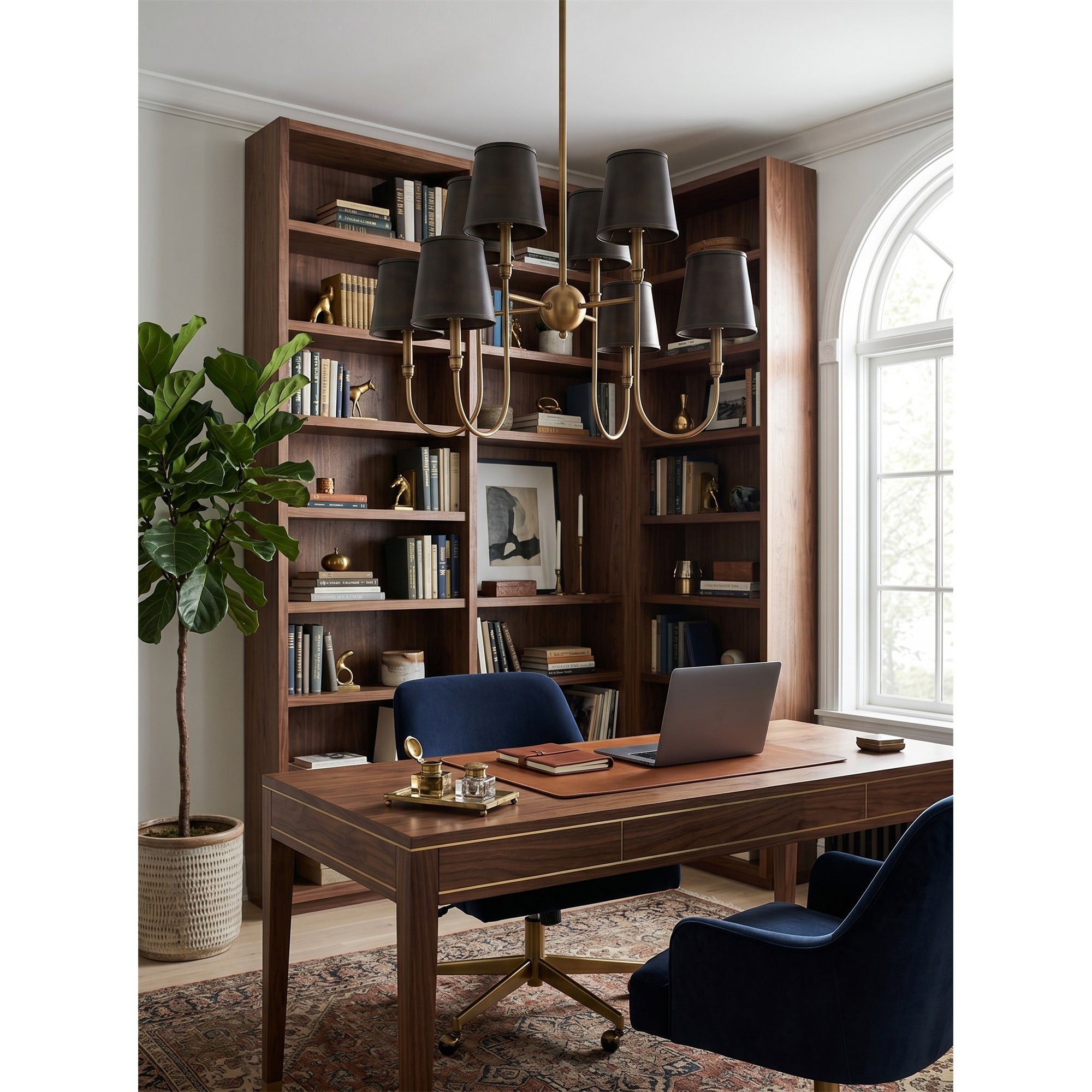 8-Light Antique Brass Tiered Chandelier