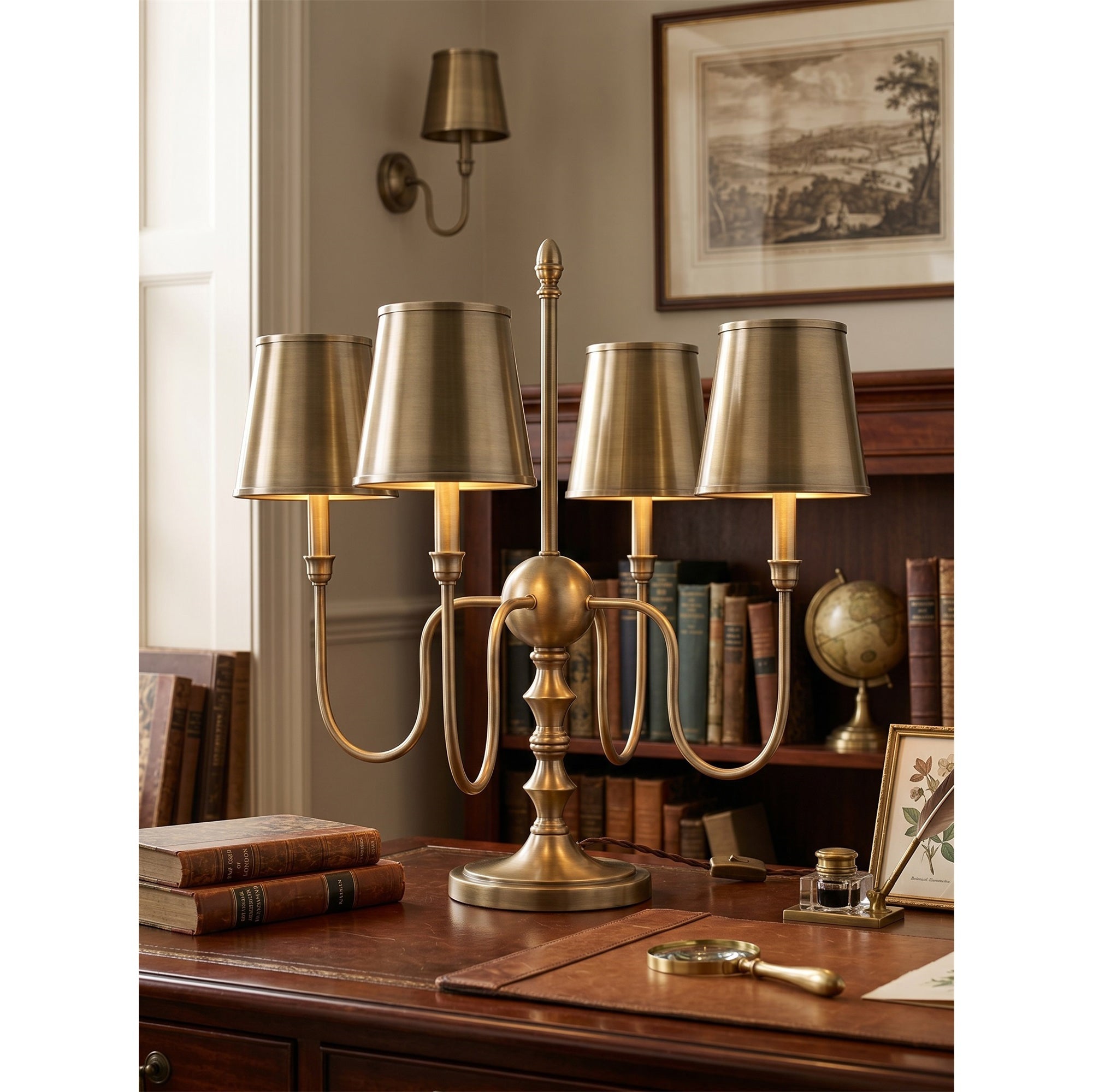 Antique Brass Candelabra Table Lamp