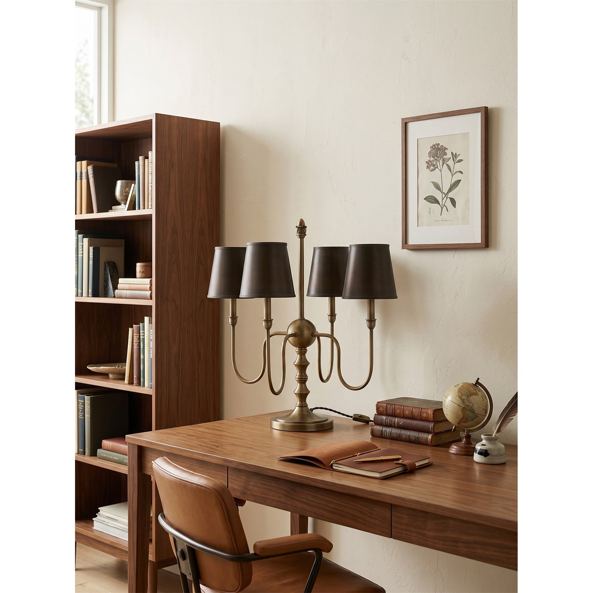 Antique Brass Candelabra Table Lamp