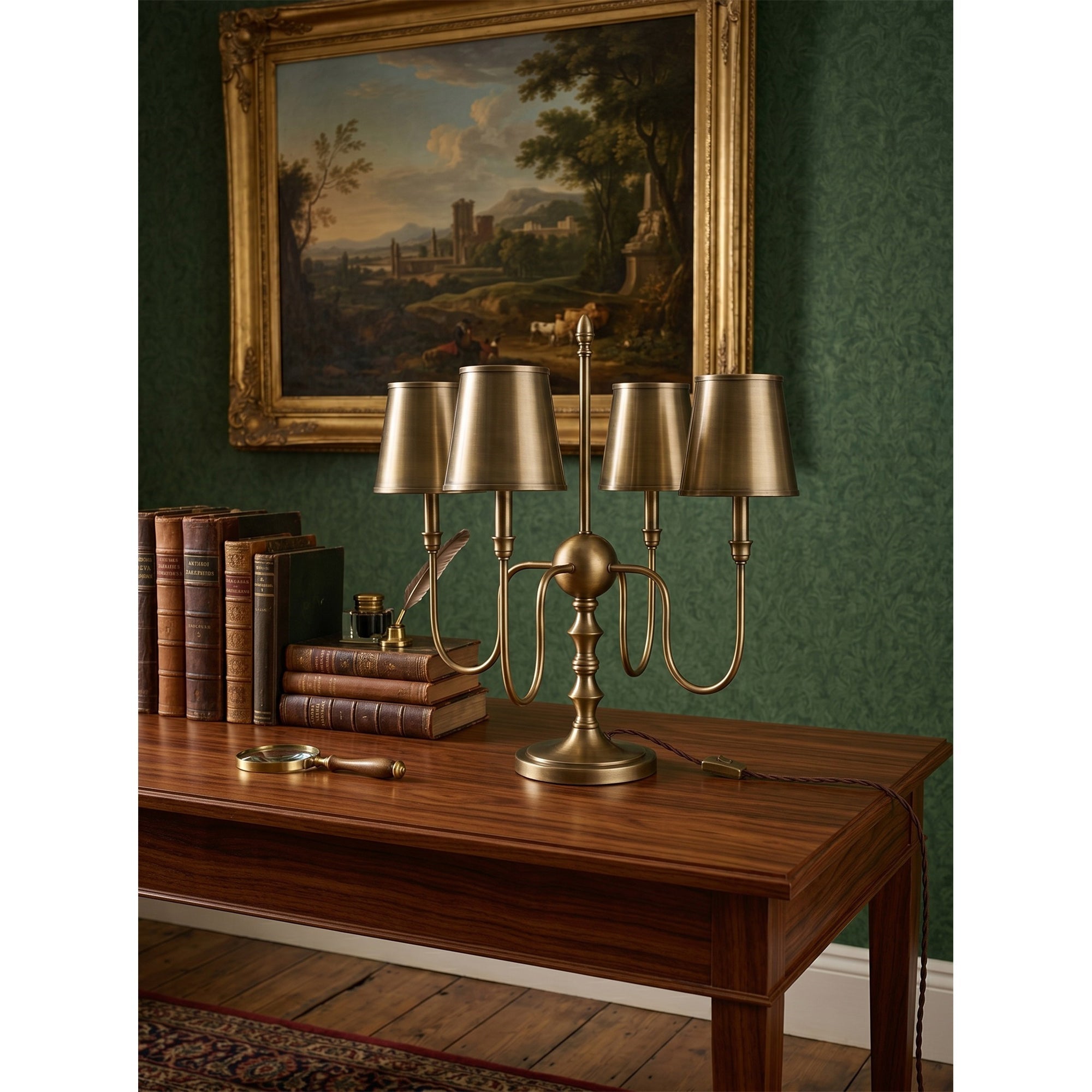 Antique Brass Candelabra Table Lamp