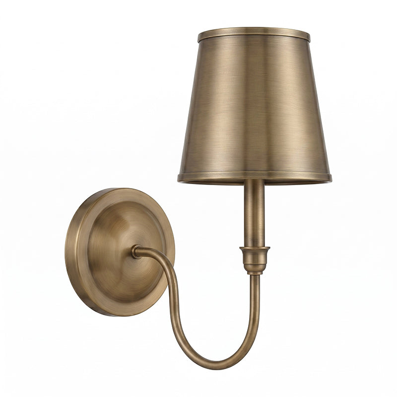 Antique Brass Tapered Shade Wall Sconce