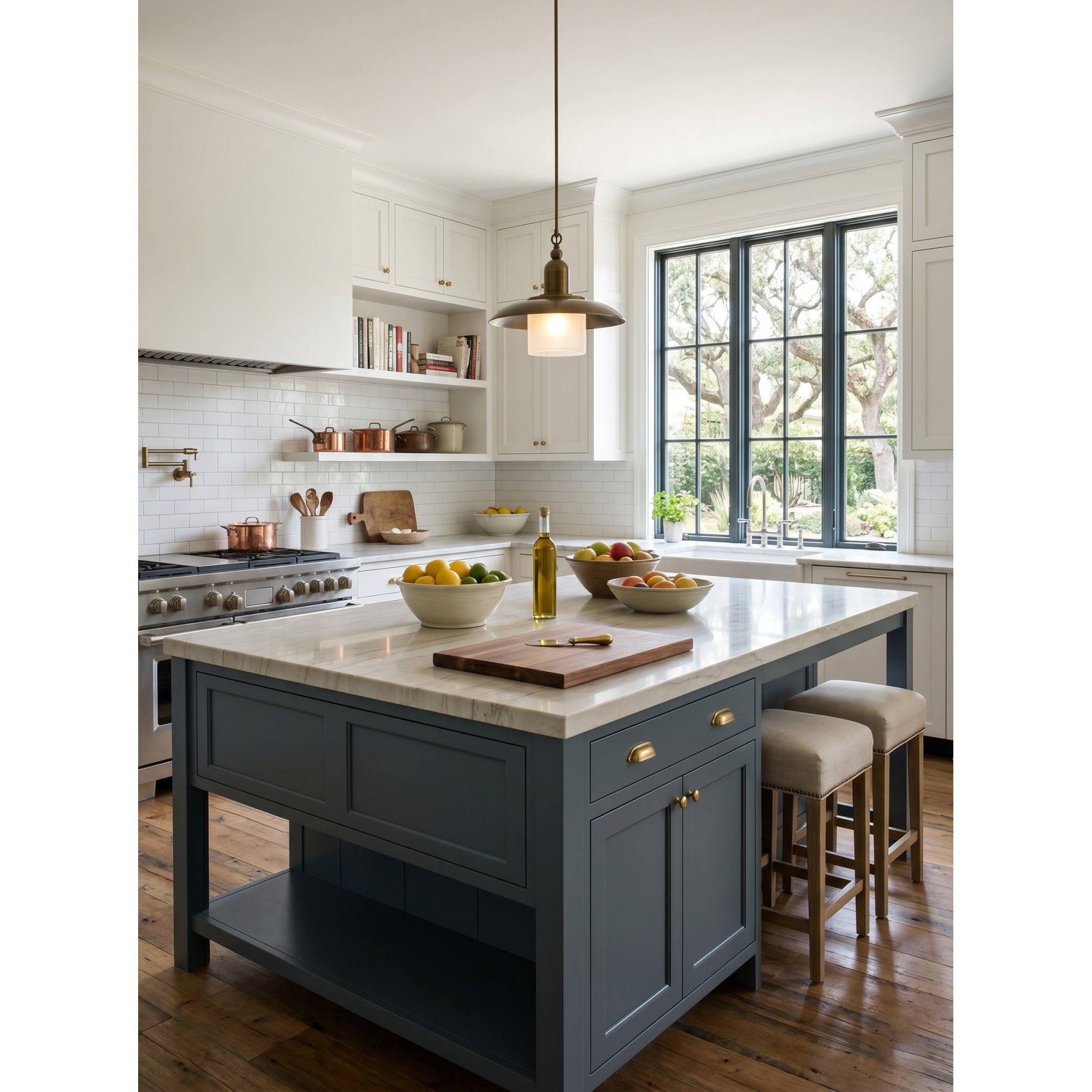 Aged Brass Frosted Glass Dome Pendant