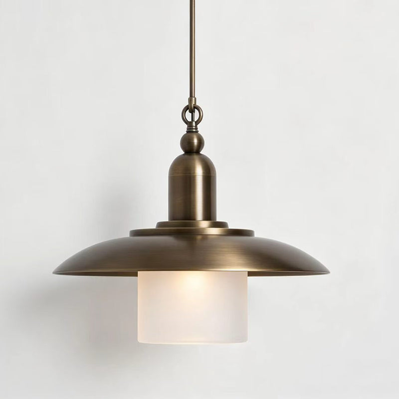 Aged Brass Frosted Glass Dome Pendant