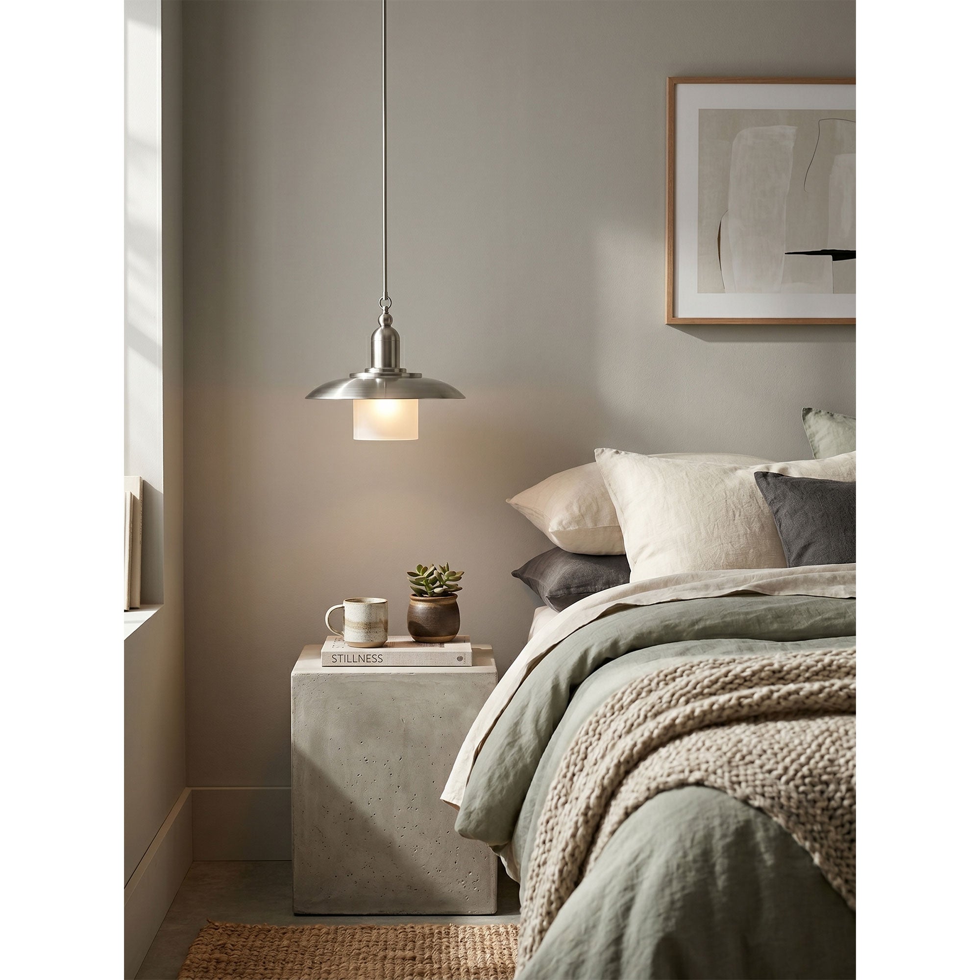 Aged Brass Frosted Glass Dome Pendant