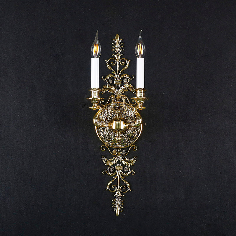 Acanthus Brass Twin Candle Sconce