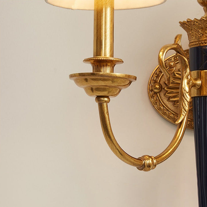 Fluted Black & Brass Double Wall Sconce