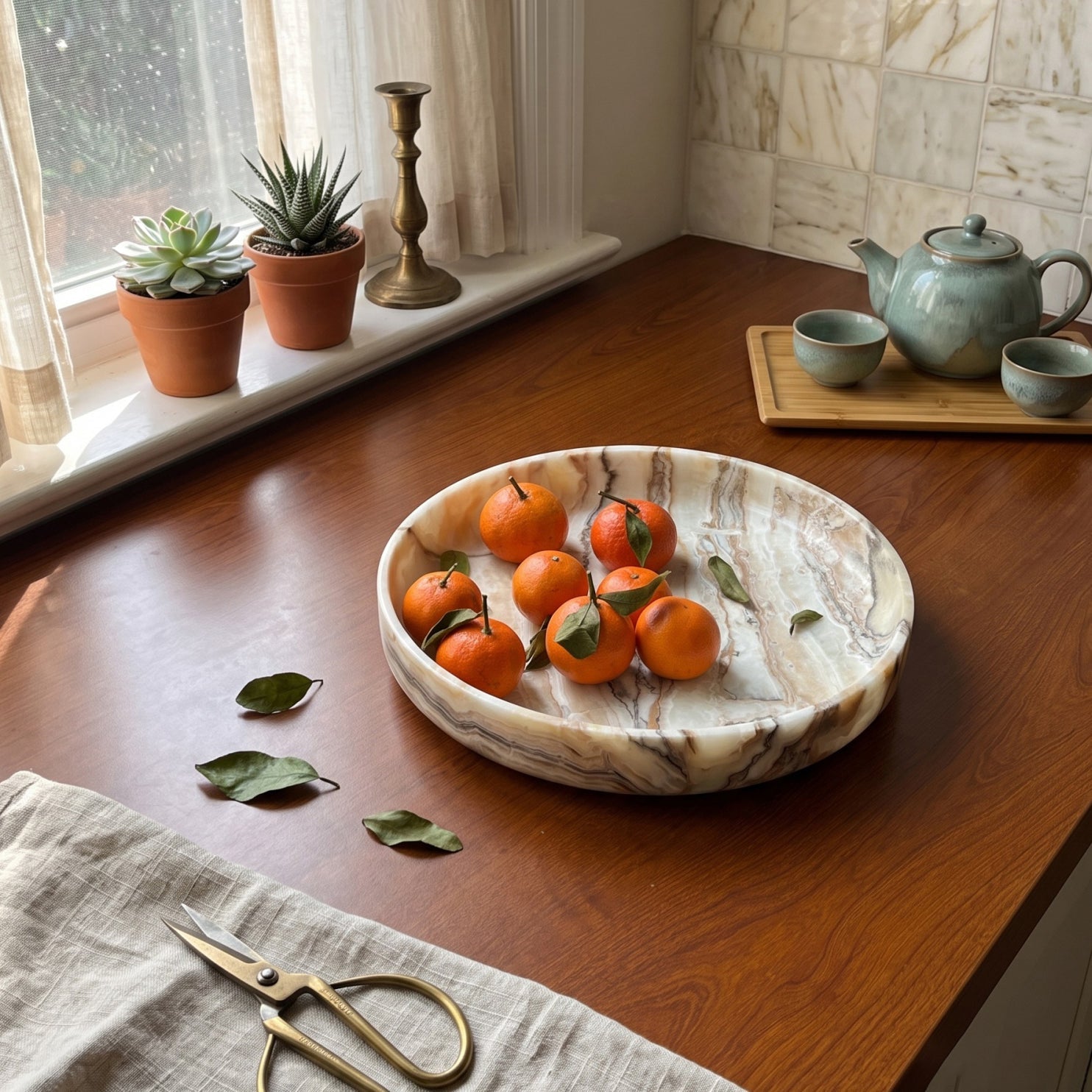 Wide Round Stone Platter