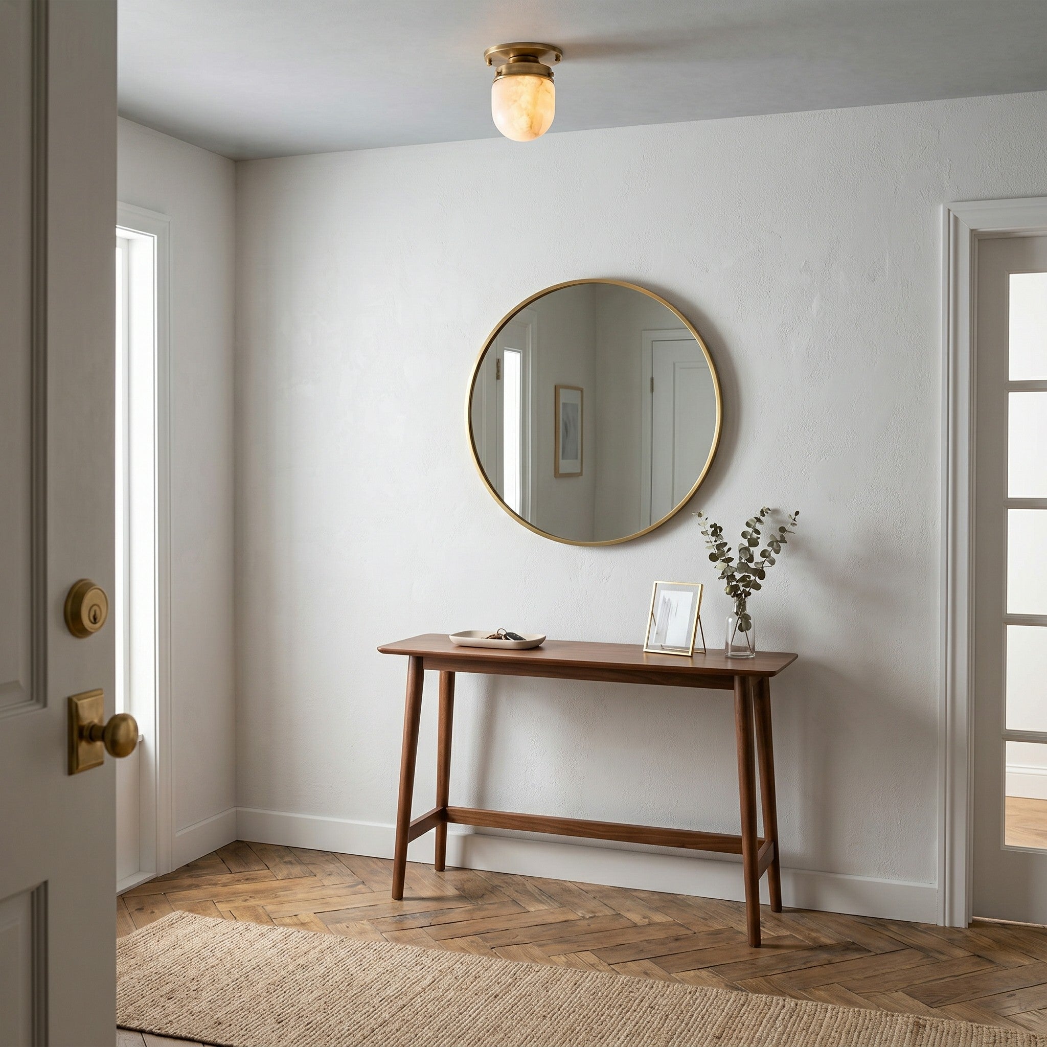 Petite Alabaster & Brass Flush Mount