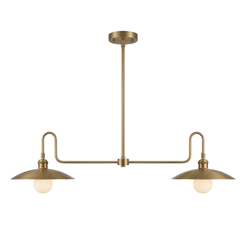 2-Light Brass Gooseneck Linear Island Chandelier
