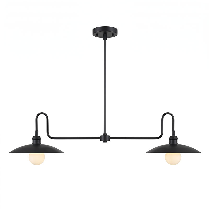 2-Light Brass Gooseneck Linear Island Chandelier