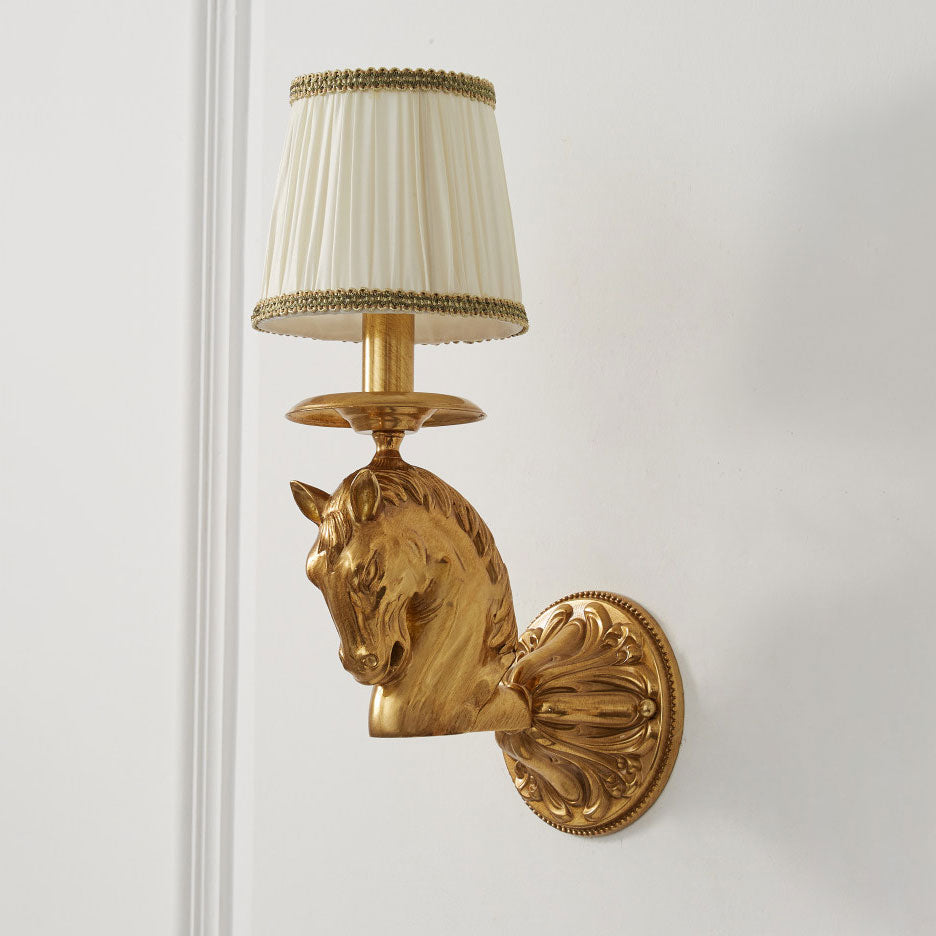 Sculpted Stallion Head Brass Sconce