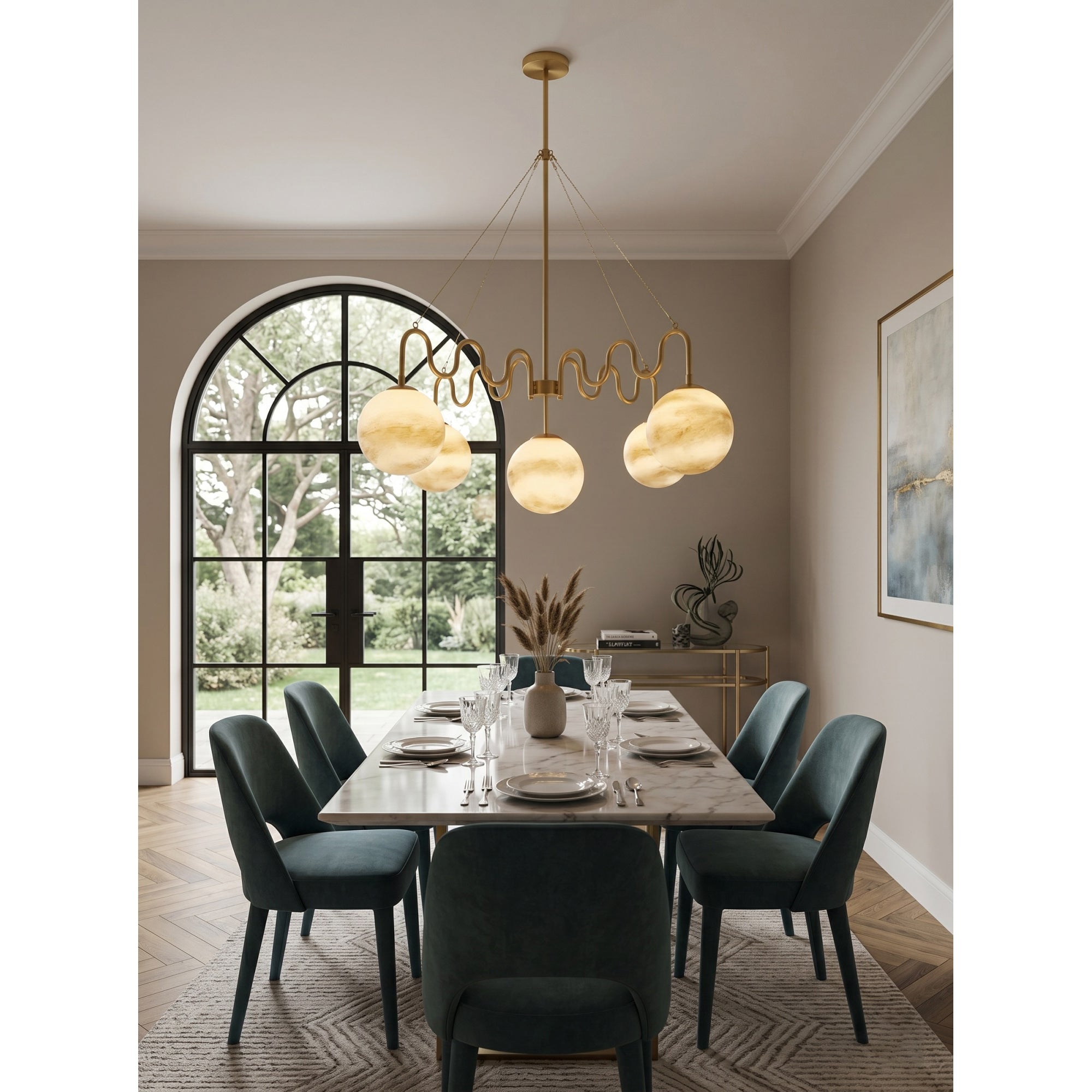 5-Light Undulating Glass Chandelier