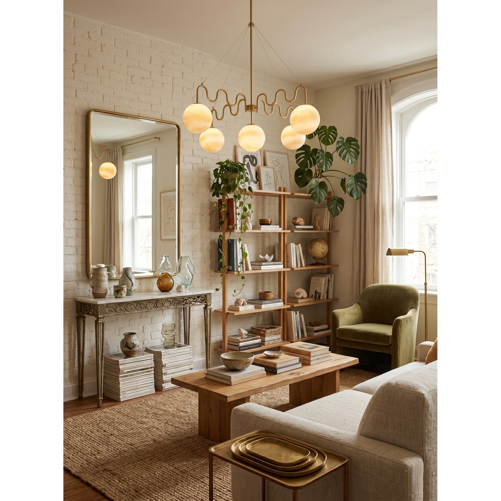 5-Light Undulating Glass Chandelier