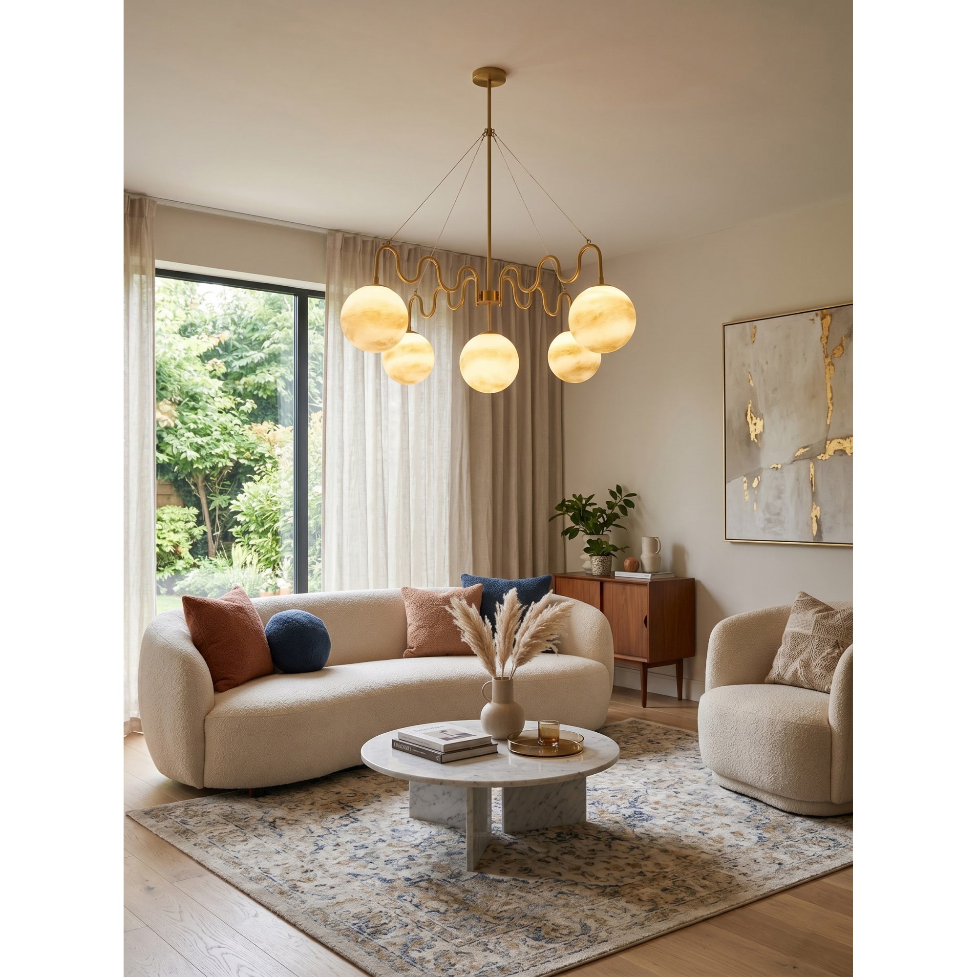 5-Light Undulating Glass Chandelier