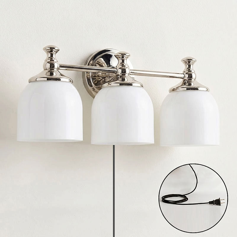 White Glass Plug-in Wall Sconce