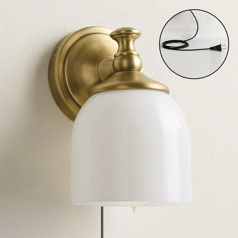 White Glass Plug-in Wall Sconce