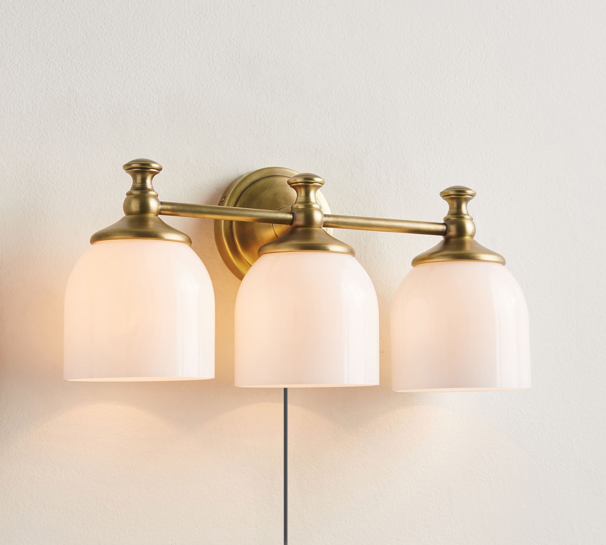 White Glass Plug-in Wall Sconce