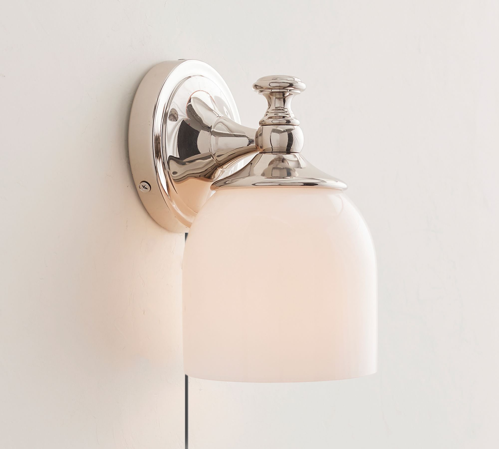 White Glass Plug-in Wall Sconce