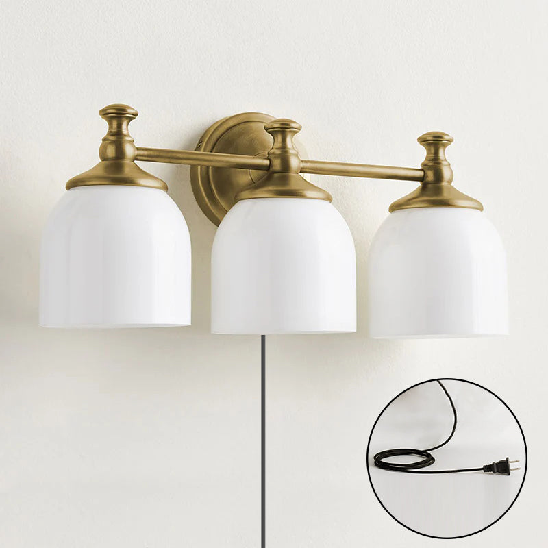 White Glass Plug-in Wall Sconce