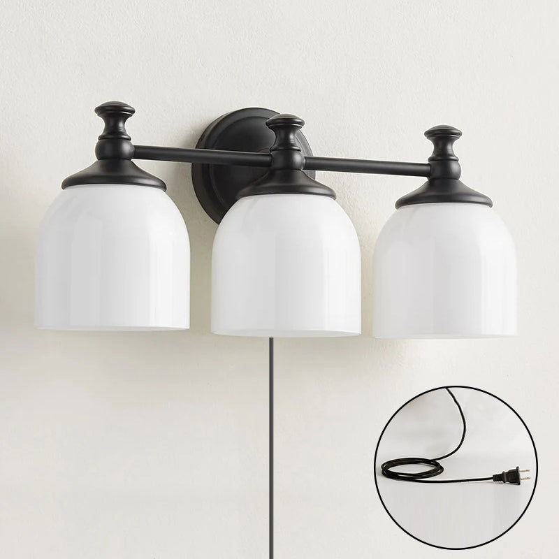 White Glass Plug-in Wall Sconce