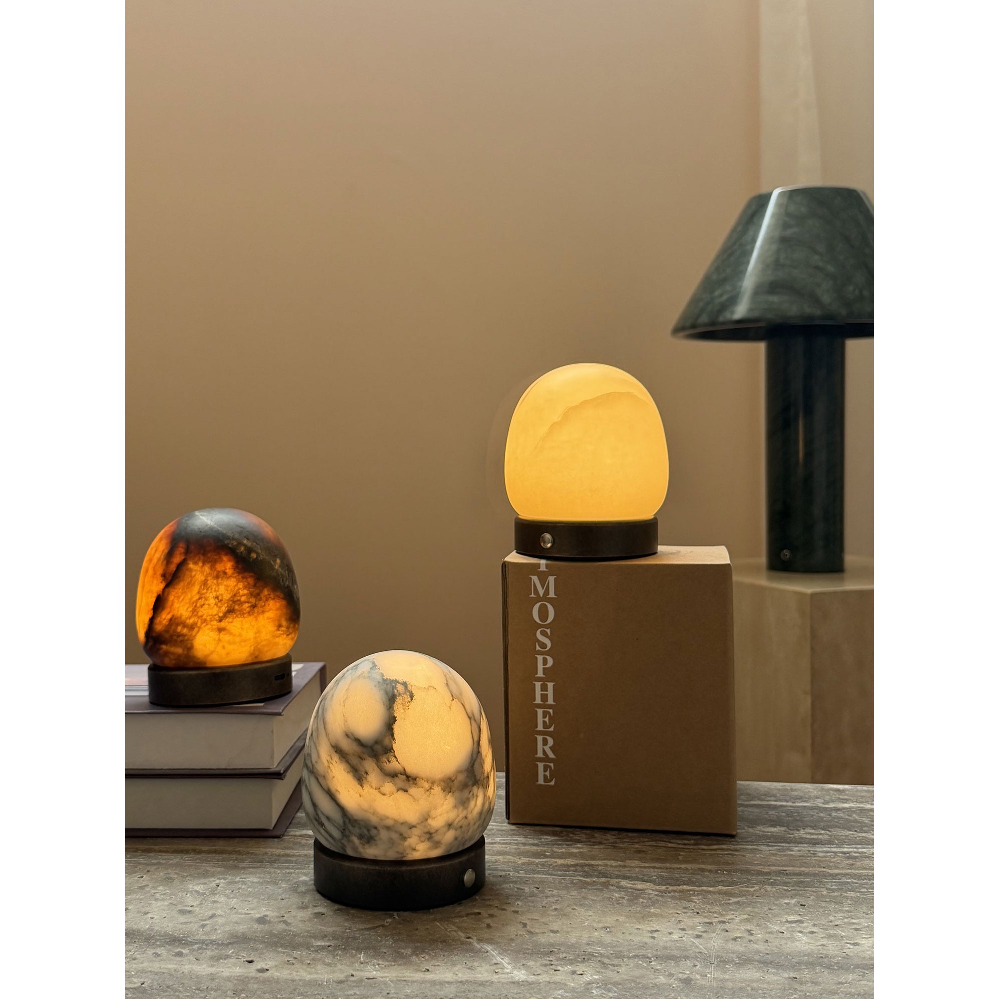 Cordless Alabaster Orb Table Lamp