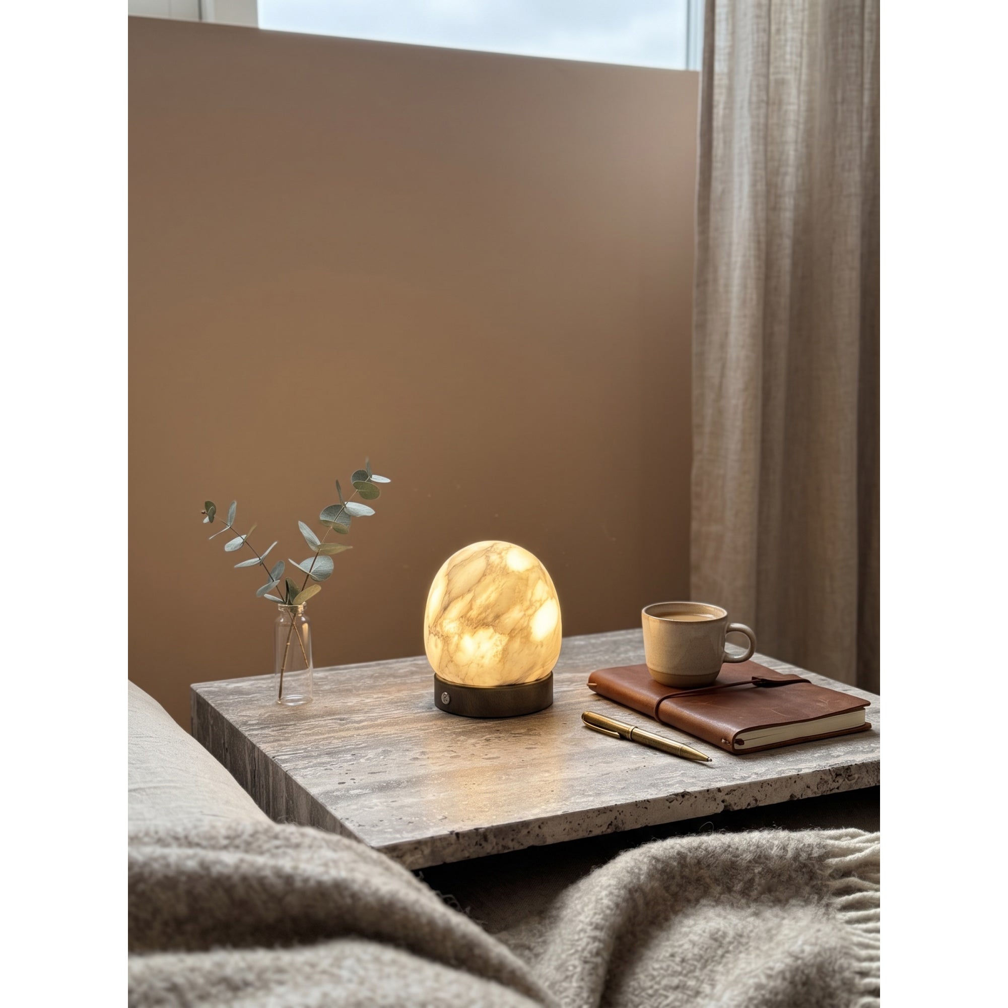Cordless Alabaster Orb Table Lamp
