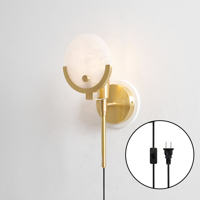 Crescent Alabaster Plug-in Wall Sconce
