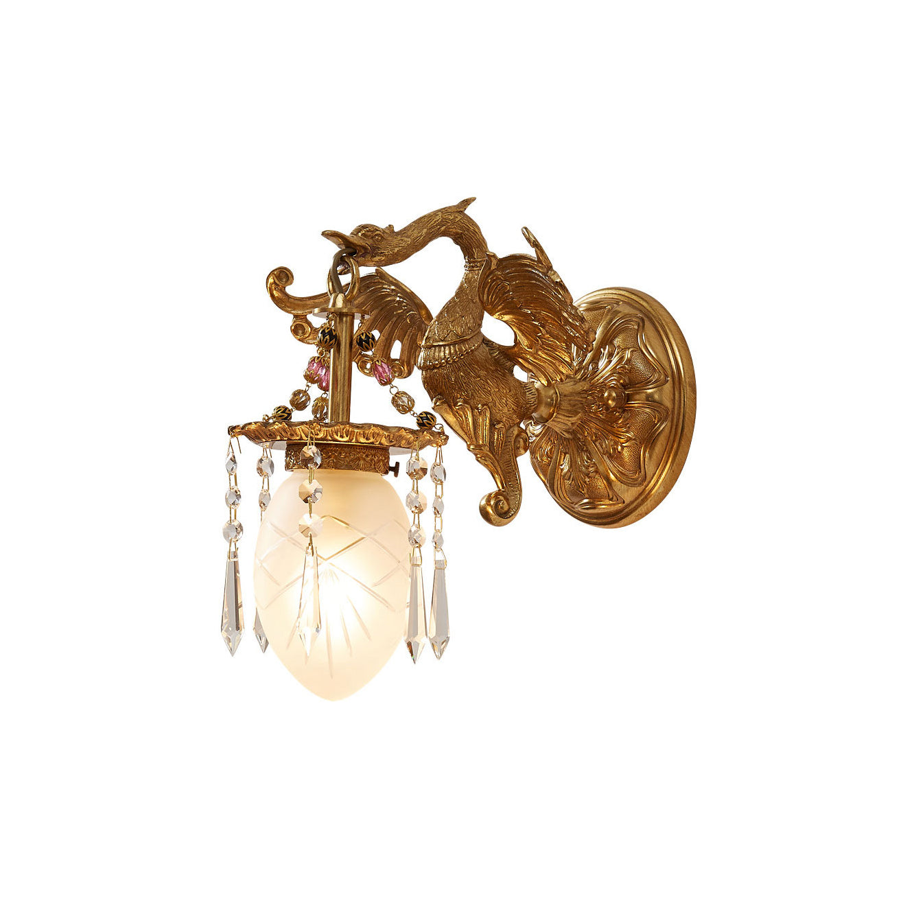 Sculpted Swan Crystal Wall Sconce