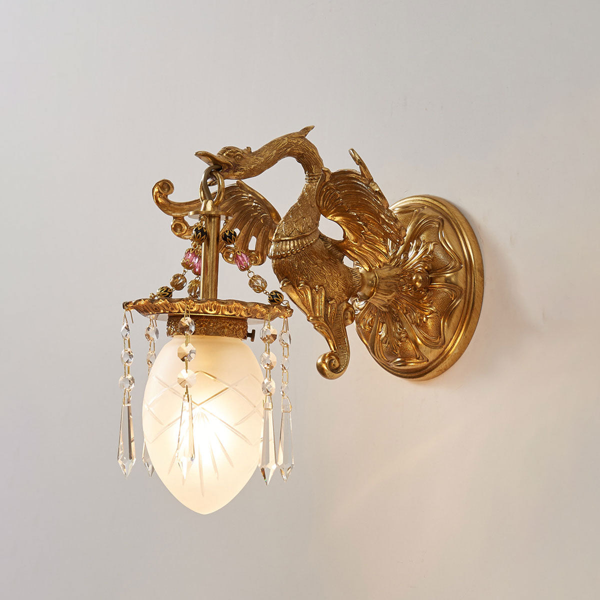 Sculpted Swan Crystal Wall Sconce