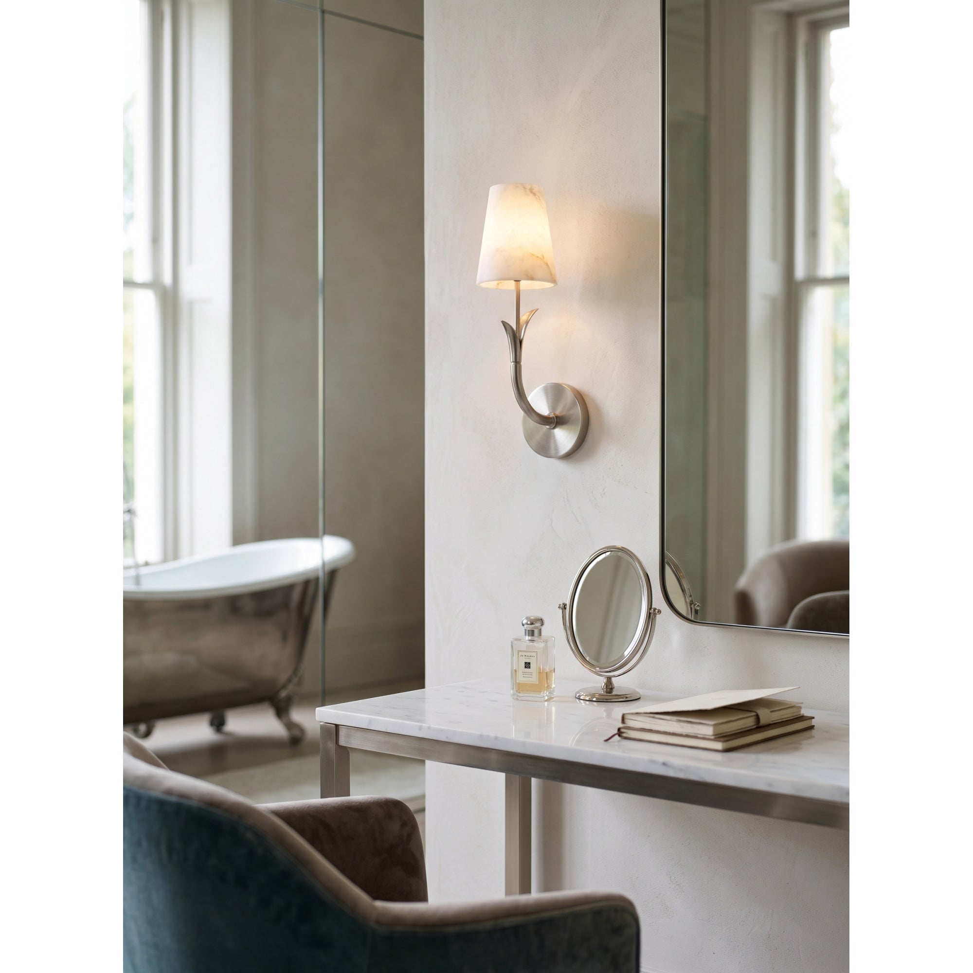 Leaf Arm Alabaster Wall Sconce