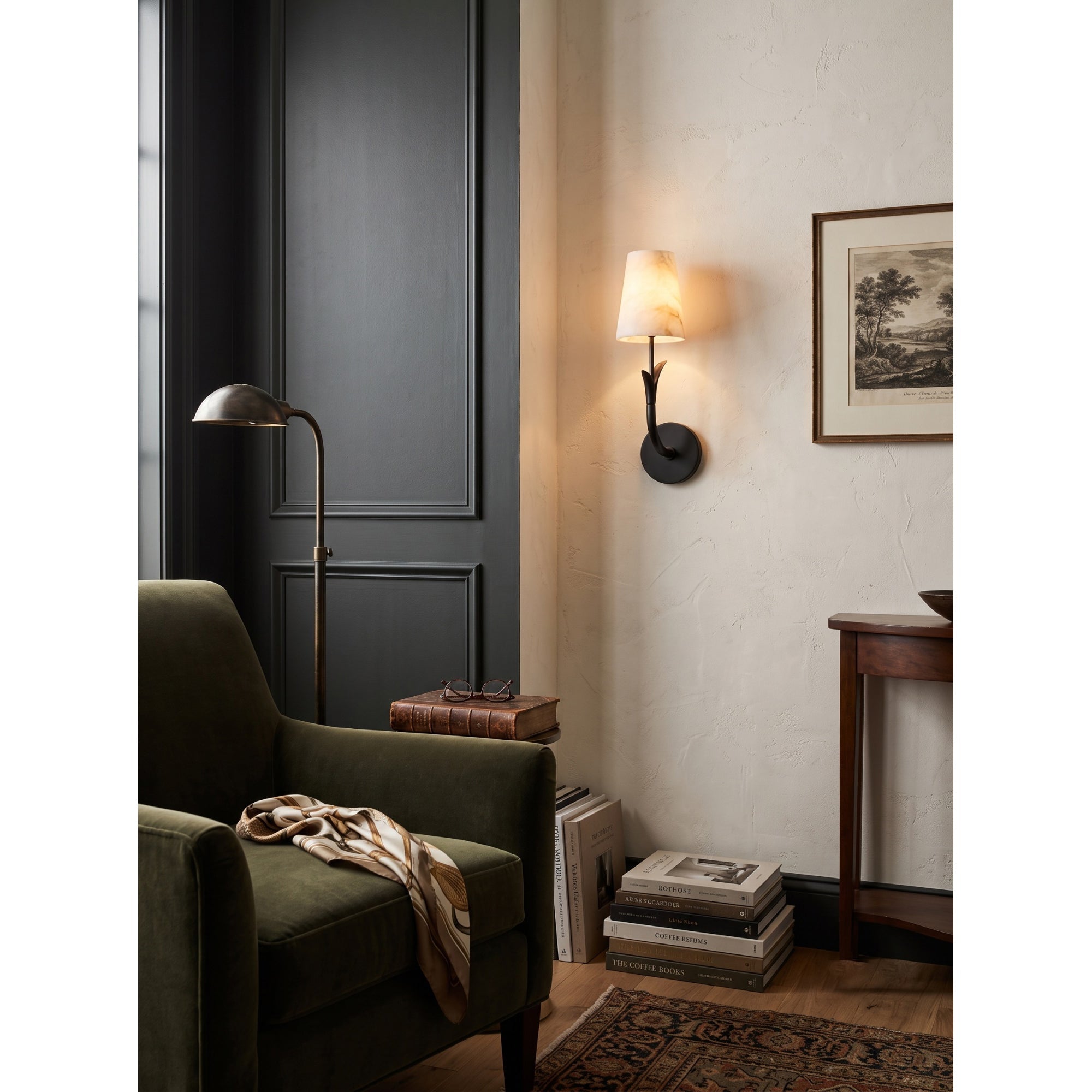Leaf Arm Alabaster Wall Sconce