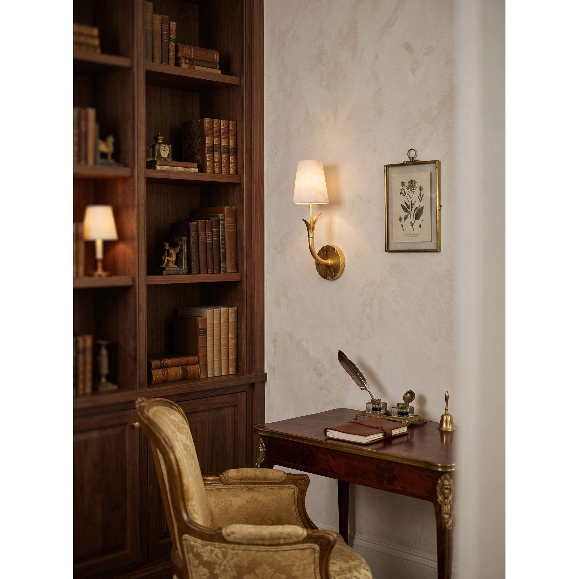 Leaf Arm Alabaster Wall Sconce