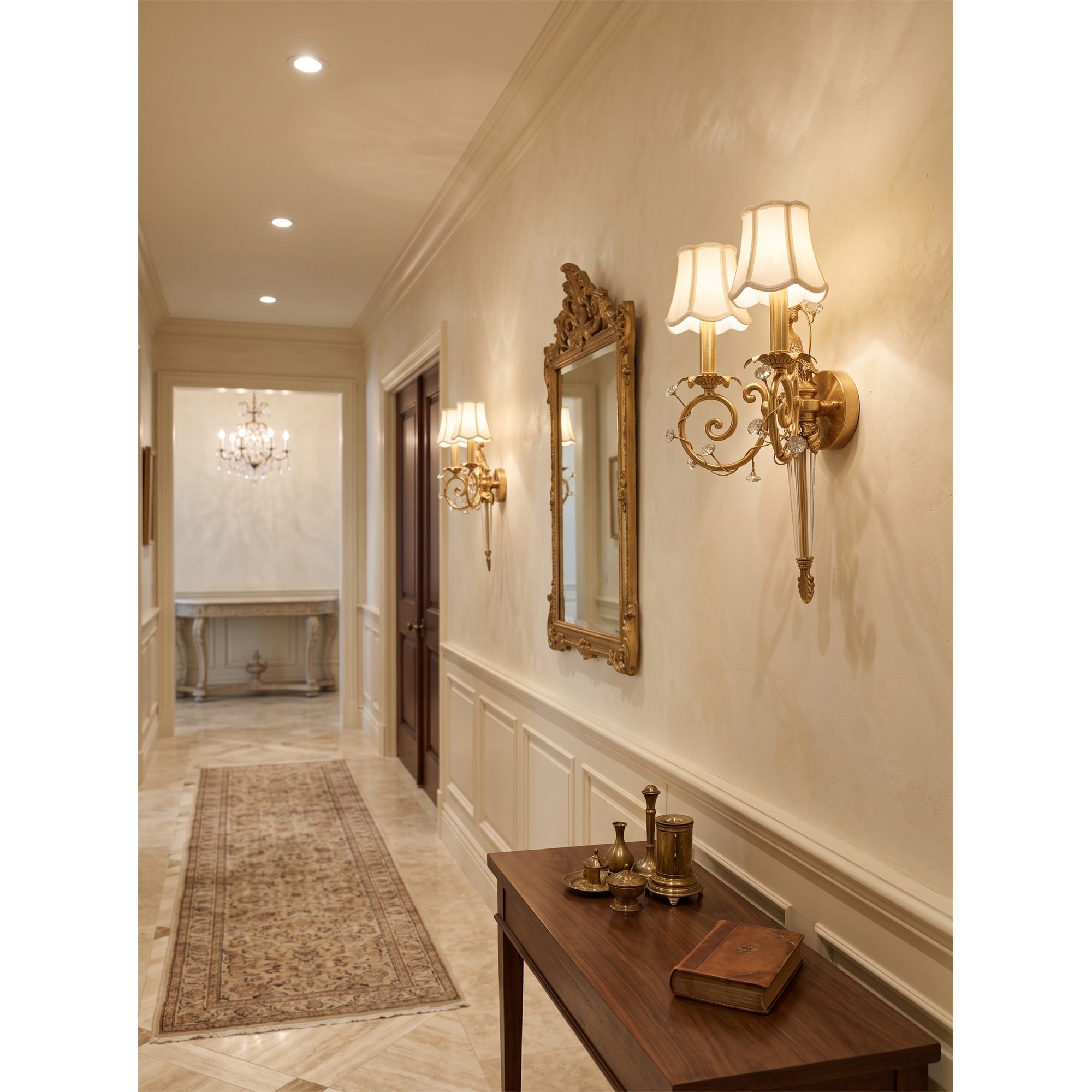 Crystal Peacock Torchere Wall Sconce