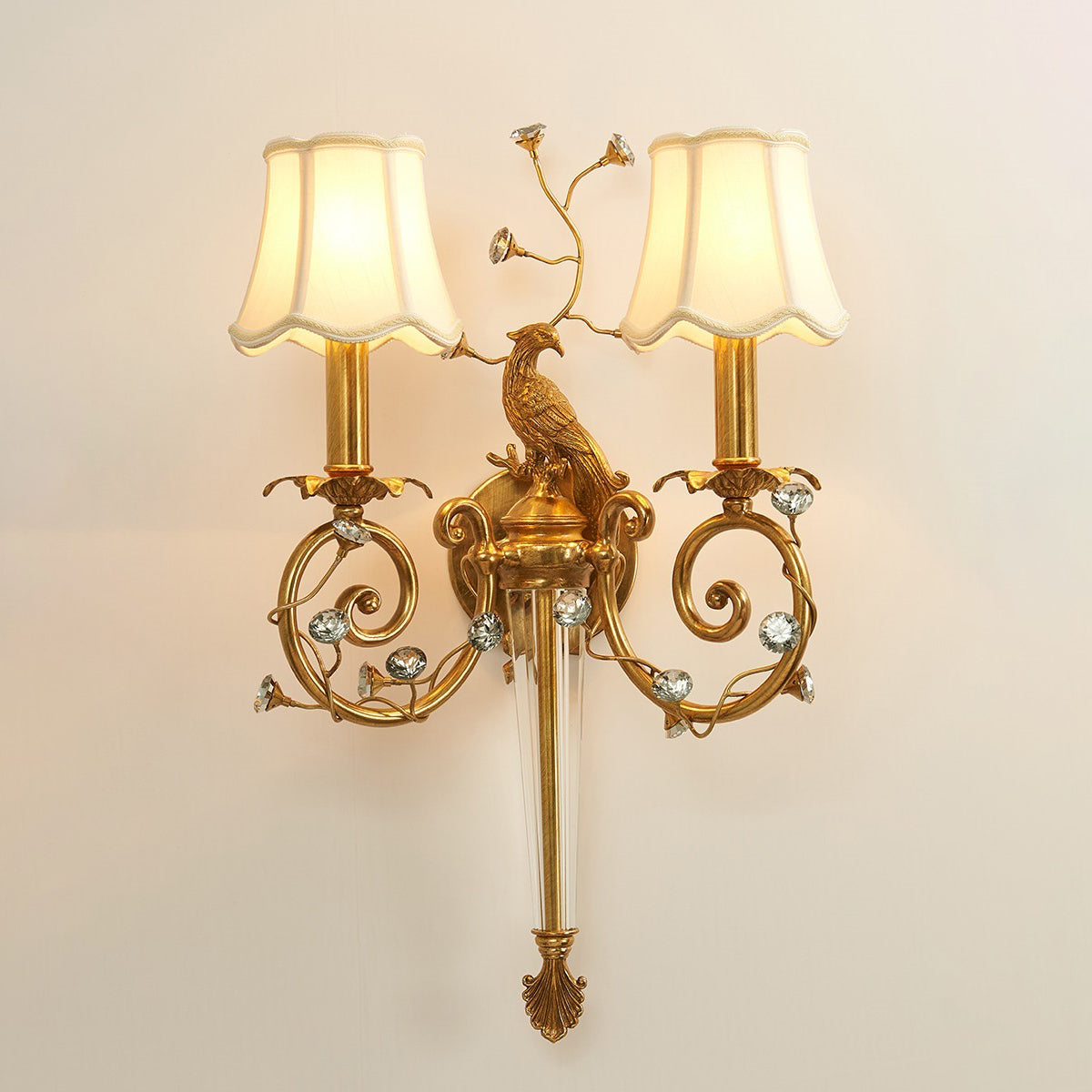 Crystal Peacock Torchere Wall Sconce